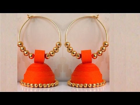 How to make Paper Earrings Jhumka | Paper Quilling Tutorial