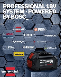 17K views · 64 reactions | Unsere starken 18V-Akkus versorgen nicht nur unsere eigenen Geräte mit Power, sie sind auch bereits mit vielen Partnermarken und -Produkten kompatibel. Zum Beispiel mit dem Brennenstuhl High Performance Arbeitsstrahler. https://bit.ly/33l1PlM | Bosch Profi-Elektrowerkzeuge und Zubehör | Facebook