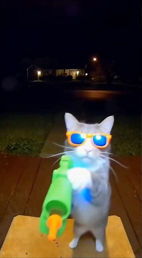 HALLOWEEN NIGHT: CAT GOES FULL GANGSTER MODE! 😹🎃💦 Doorbell Cam Catches Everything! #shorts