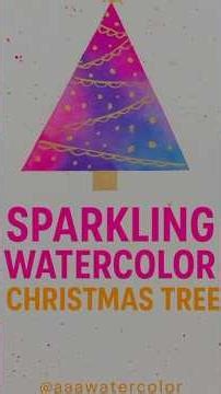 Vibrant Christmas Tree | Gold Accent Magic #shorts #shortfeed #watercolor #painting #aaawatercolor