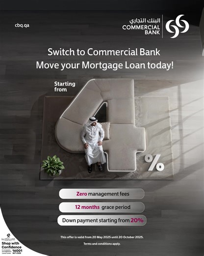 Whether you’re planning to switch banks or buy a new home, Commercial Bank Mortgage Loans will make it easy and accessible with competitive interest rates starting 4% and flexible Mortgage solutions tailored to meet your needs Apply now! | Commercial Bank