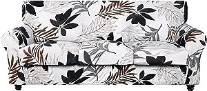 SearchI Stretch Sofa Cover Printed Couch Cover, Floral Pattern 4 Pieces Sofa Slipcover with 3 Separate Cushion Cover, Washable Furniture Protector for Living Room(Sofa, Maple Leaf Pattern)