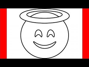 How To Draw Smiling Face With Halo Emoji - Step By Step Drawing