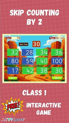 Skip Counting by 2 Game for Class 1 | Fun Math Practice | ActiLearn Interactive Game