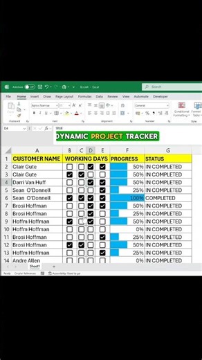 Dynamic Project tracker-Manage Task Like a Pro! #shorts #excel