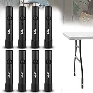 2 Heights Folding Table Leg Extenders,Heavy Duty Folding Table Leg Extensions, Table Leg Risers for Straight/Bent Legs,Table Height Extenders-8pcs