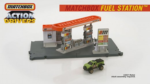 Matchbox Action Drivers Fuel Station Playset with 1:64 Scale Toy Car & Moving Features