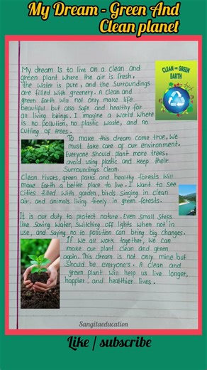Essay on my dream A clean and green planet/ paragraph on clean green planet#essaywriting #plants