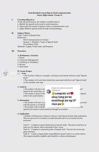 Perfect Semi-Detailed Lesson Plan for Teacher Applicants