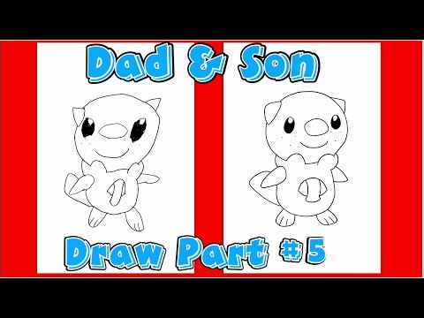 Dad & Son Draw Oshawott #5 #pokemon #oshawott #drawingvideo #dadandson 