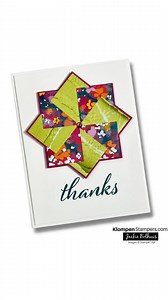 Learn to make this fun pinwheel card! It may look intimidating, but it's actually really easy. Follow my simple instructions and create with your paper scraps to make pinwheel cards. | Stampin' With Jackie / Klompen Stampers