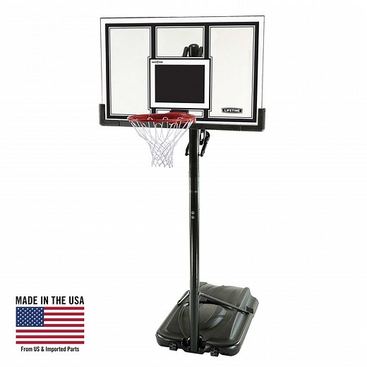 Lifetime 54-Inch Shatterproof Portable Basketball Hoop with Power Lift Adjustment & Slam-It Pro Rim - Model 71524-Outdoor Play