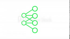 Animated network icon. Artificial neural network line animation. Interconnected nodes, symbolizing system.