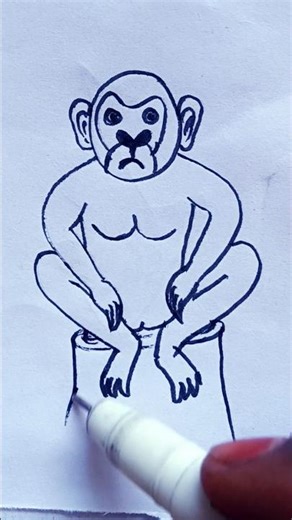 How to draw a monkey easy step by step for kids l বান্দৰ আকাৰ সহজ নিয়ম #monkey #art #shorts #kids