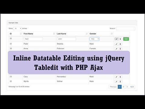 Make Editable Datatable using jQuery Tabledit Plugin with PHP Ajax