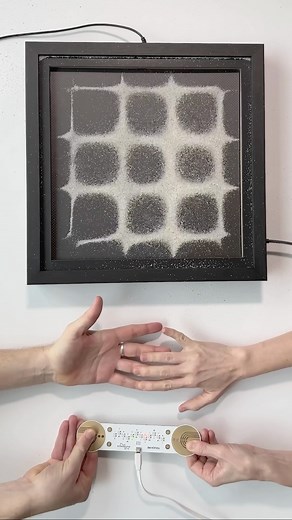 Can Touch This on Instagram: "Another interactive combination from @cantouchthis.studio this time with cymatic technic and human touch. Closing the circuit by touching hands with Touch Me device, you are shaping new patterns on cymatic. Hands @vincent_demal & @olgamaximova • #cymatic #touch #touchart #interactiveart #interactivemusic #touchmedevice"