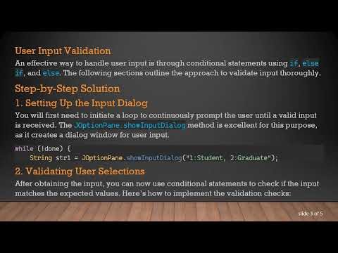 How to Handle Invalid User Input in Java with JOptionPane