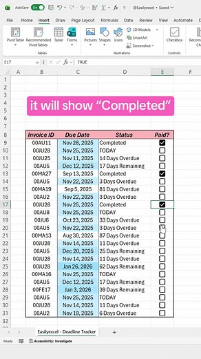 How to create a deadline tracker in Excel! #excel #spreadsheet #corporate