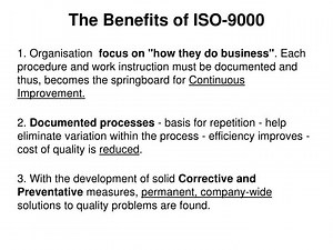 The Benefits of ISO-9000 - SlideServe