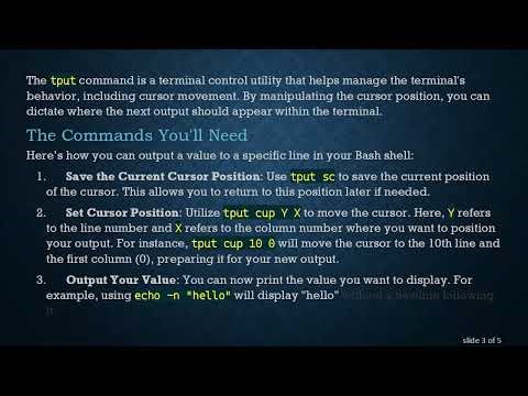 How to Output a Value to a Specific Line in Bash Shell