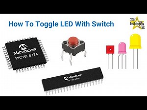 Microcontroller PIC16F877 Video 14 How To Toggle LED with Switch Using Mikro C for PIC
