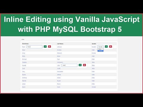 Inline Editing using Vanilla JavaScript with PHP MySQL Bootstrap 5
