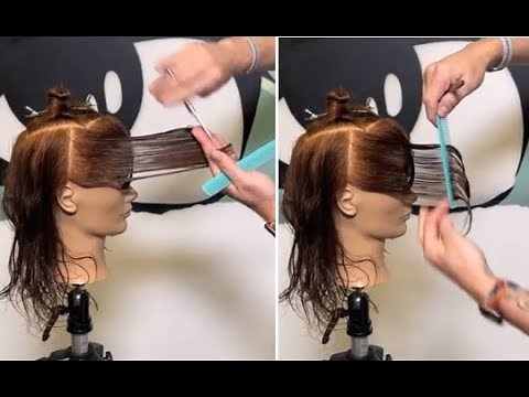 Easy & Simple Medium Shaggy Bob haircut Tutorial | Bangs, Layers Cutting