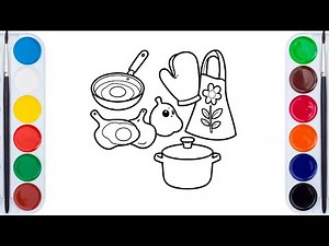 How to Draw Kitchen Utensils Step by Step | Easy Drawing for Kids