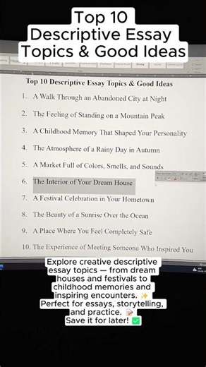 Top 10 Descriptive Essay Topics & Good Ideas