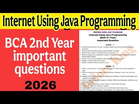 Internet Using Java Programming Important questions || BCA 2nd Year imp questions Java Programming