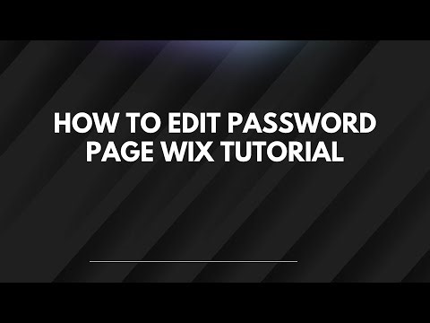 How To Edit Password Page Wix Tutorial