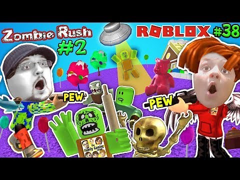 ROBLOX ZOMBIE RUSH #2! UFO Spaceship Friend & Candy Land! FGTEEV Rolling Pin! Gameplay Chase (#38)
