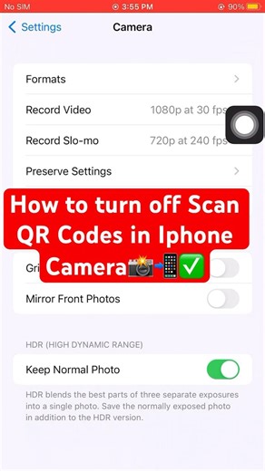 How to turn off Scan QR Codes in Iphone Camera📸📲✅ #iphone #camera #scan #qrcode