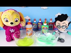 PAW Patrol Sky and PJ Masks Romeo play Mystery Box Slime Challenge