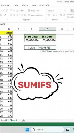 Master SUMIFS Formula Between Two Dates in Excel: Step-by-Step Guide#excel