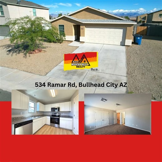 🏡 LIKE-NEW HOME in the Heart of Bullhead City! 🏡 Step into this beautifully maintained 3 bed, 2 bath, 1,205 sq ft home—complete with fresh paint and new flooring throughout! Located in a desirable non-HOA neighborhood, you’re just minutes from shopping, parks, schools, beaches, and all the best Bullhead City amenities. Enjoy a modern kitchen with upscale appliances, granite countertops, and a large pantry, flowing seamlessly into the spacious living and dining areas. The private primary suite 