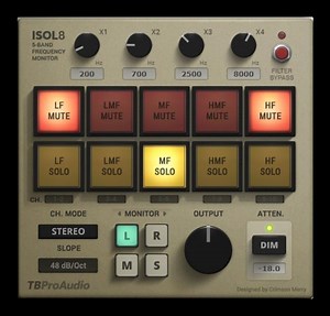ISOL8 By TBProAudio Free EQ, Filter, Mastering, Mixing, Multi-band, Mute, Monitoring VST, VST3, AU, RTAS, AAX Utility Download