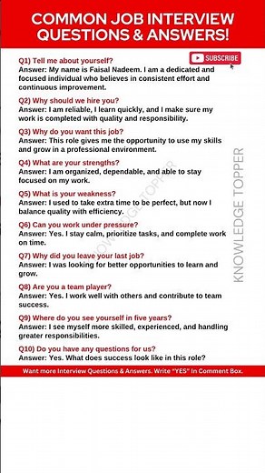 10 Most Important Interview Questions and Answers