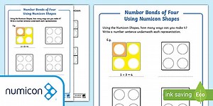 Number Bonds of Four Using Numicon Shapes Worksheet