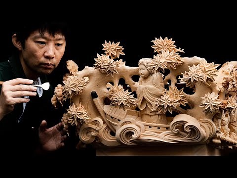 Woodcarving for the float of Japanese Shinto festivals/Japanese mythology/ Woodworking