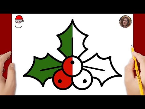 How to draw an easy Christmas holly | Christmas drawings to draw 🎅