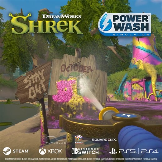 166K views · 762 reactions | From Shrek’s Swamp to Far Far Away, travel to enchanted lands with our new Shrek Special Pack, coming to PowerWash Simulator on October 10th  Available on PC, Xbox One, Xbox Series S|X, PlayStation 4|5 & Nintendo Switch | Shrek | Facebook