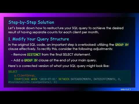 How to Resolve SQL Query Issues with Count Grouping by Client in Monthly Reports