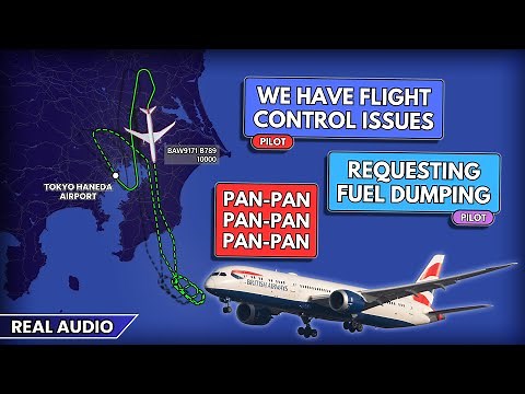 Flight control problem. Fuel dumping. British Airways Boeing 787 returns to Tokyo. Real ATC
