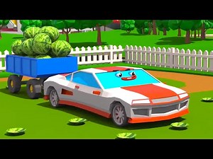 Tracteur VS Voiture de course dans Cars Town - Dessins animés pour les enfants