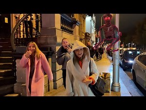 Crazy Skeleton jumping on people prank