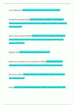 Certified Dietary Manager CDM Exam Questions and Answers Graded A2181