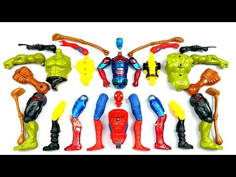 spiderman iron patriot wolverine hulk smash siren head toys assemble video