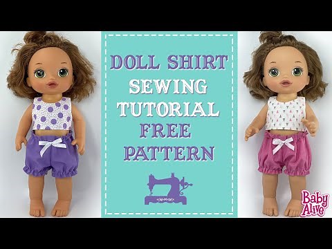 How to make a Baby Alive or 12" Doll Shirt - FREE PATTERN