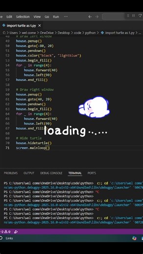 Make a simple House🏠 with Python Turtle 🐢 #coversong #python #coding #pythonturtle